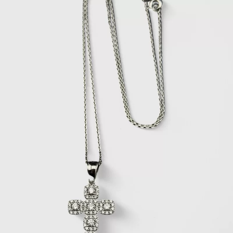 CADENA Y CRUZ oro blanco